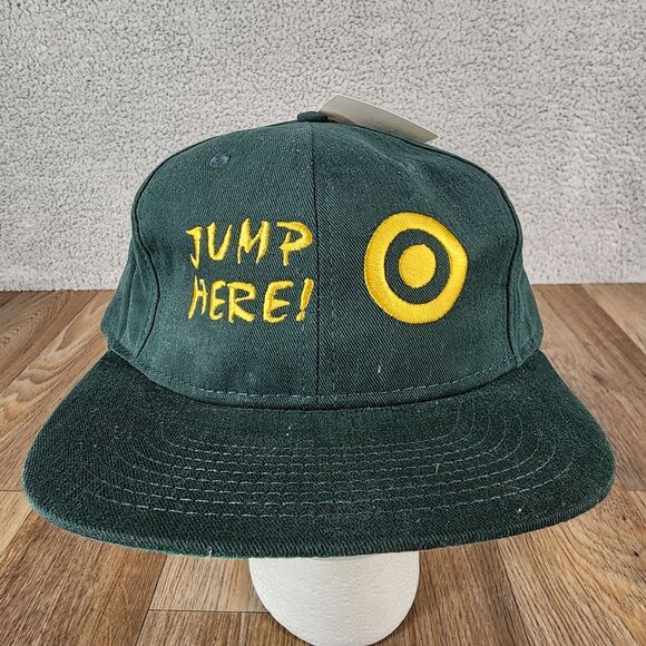 Vintage Park‎ Avenue Jump Here! Green Baseball Cap Yellow Embroidery Made in USA - Picture 1 of 8